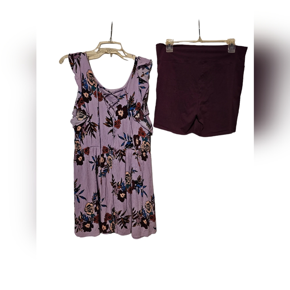 Lavender/maroon flower dress XL